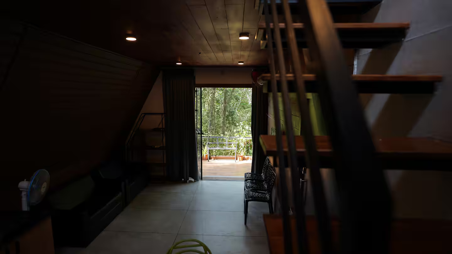 A-Frame Cabin Living room view 5